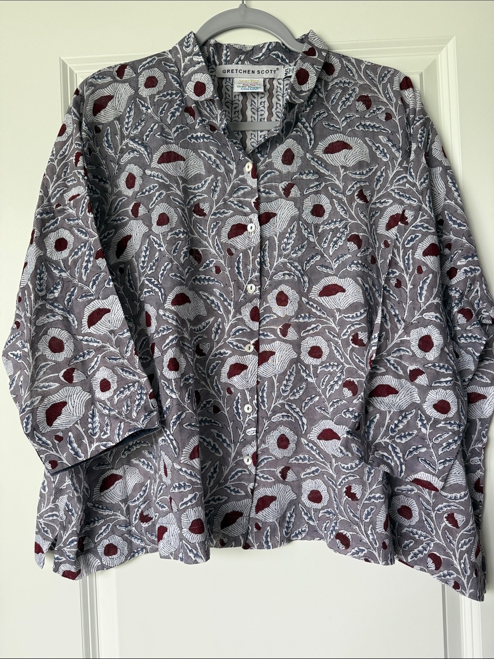 Gretchen Scott Floral Button-Front Lightweight Blouse